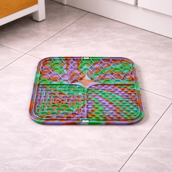 Tapis de léchage vert violet orange pour chien