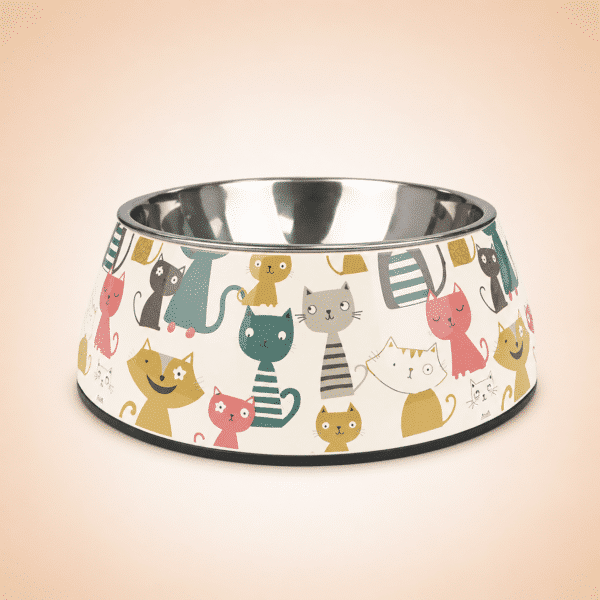 Gamelle Chien : Inox motif chat multicolore
