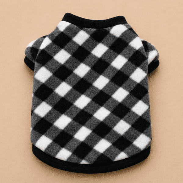 Pull carreaux noir et blanc chihuahua