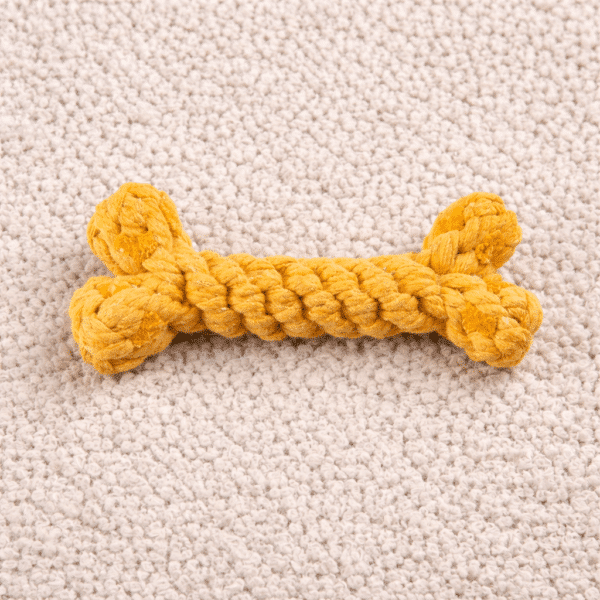 Jouet en corde os jaune chien