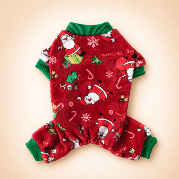 Pull de noël spitz motif père noël vert et rouge