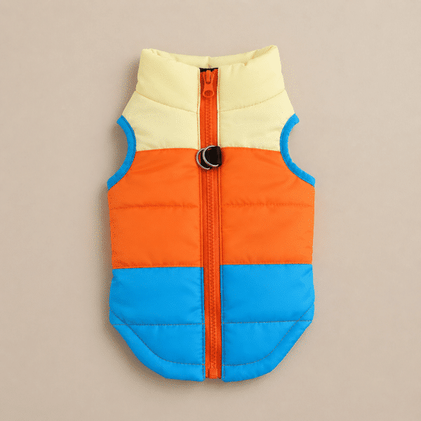 Manteau pour chien orange bleu et beige