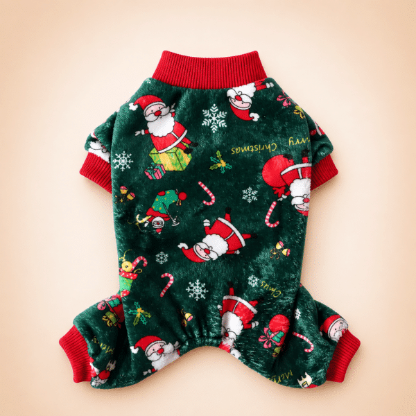Pull de noël chihuahua motif père noël vert et rouge