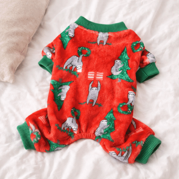 Pull de noël chihuahua motif sapin vert et rouge