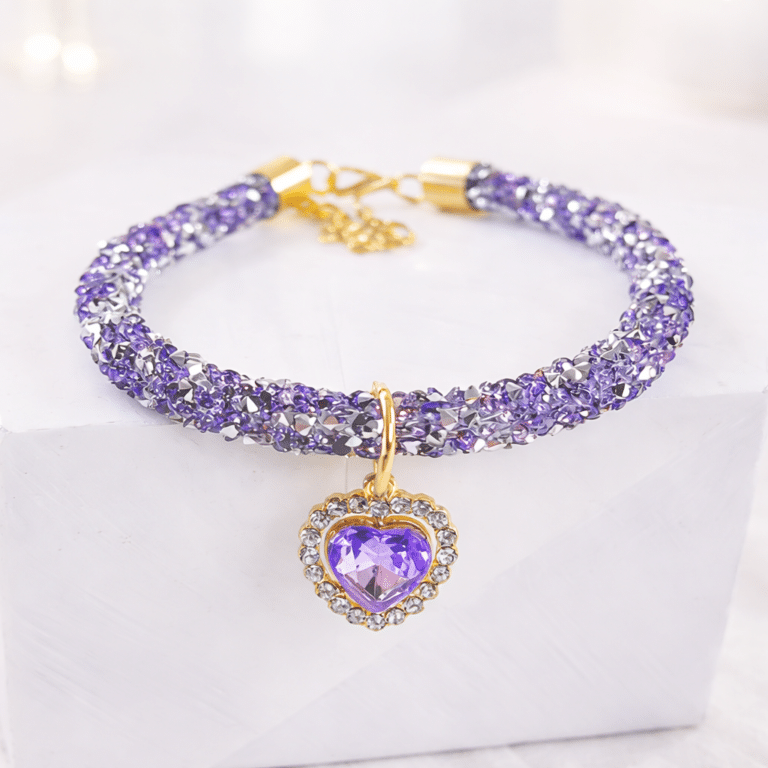 Bracelet en cristal et pendentif cœur