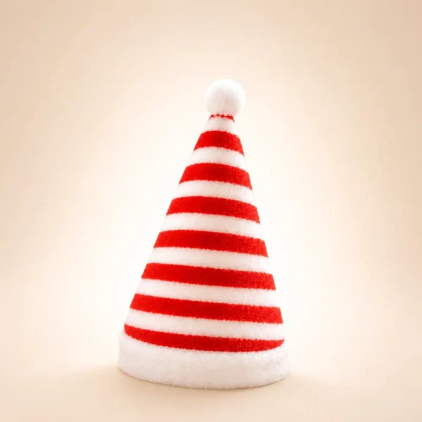 Chapeau de noel chien rayé rouge et blanc