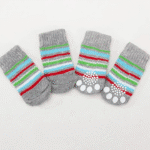 Chaussette pour chien maison gris à rayure