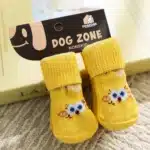 Chaussette pour chien maison jaune