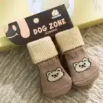 Chaussette pour chien maison ourson marron