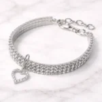 Collier chihuahua diamant coeur argent