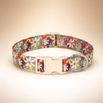 Collier en nylon fleur doré chien