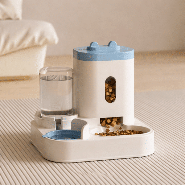 Gamelle automatique chien 2 en 1 bleu