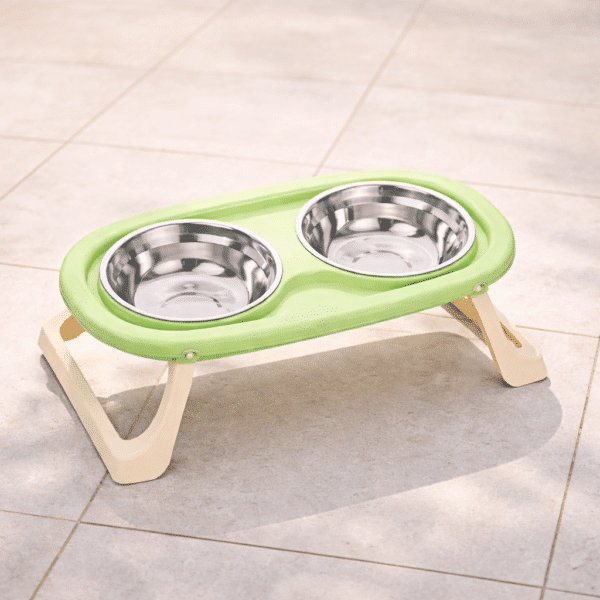 Gamelle double surélevée chien vert
