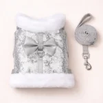 Harnais et laisse sequins argent petit chien
