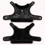 Harnais et laisse sequins noir petit chien ouvert