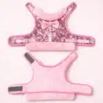 Harnais et laisse sequins rose petit chien ouvert