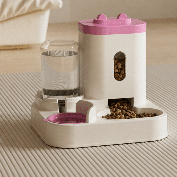 Gamelle automatique chien 2 en 1 rose