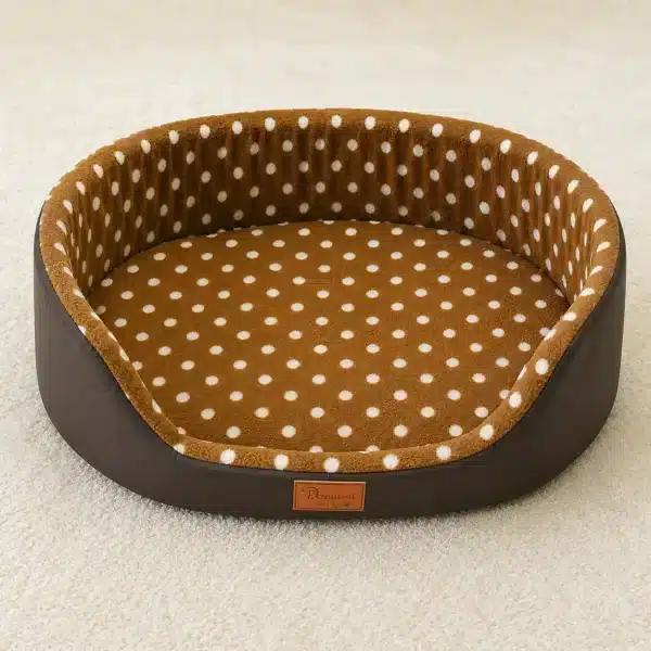 Panier à pois marron pour petit chien
