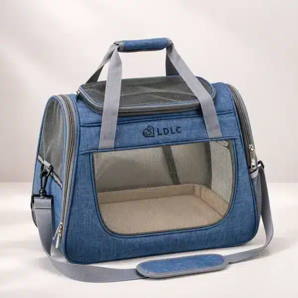 Sac de transport bleu respirant petit chien