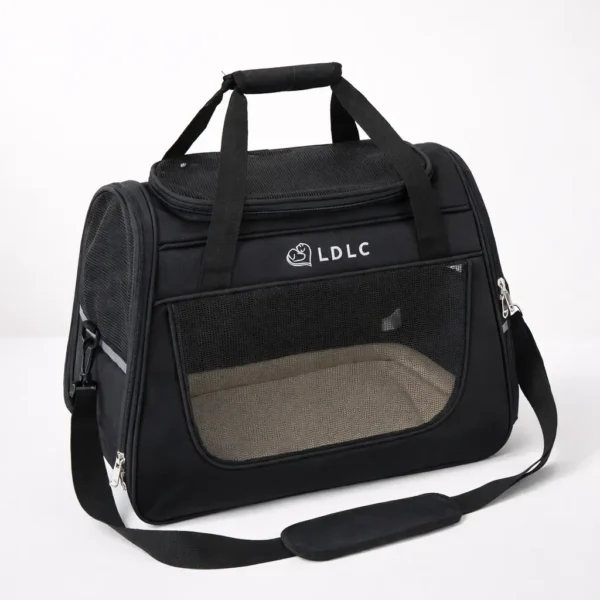 Sac de transport noir respirant petit chien