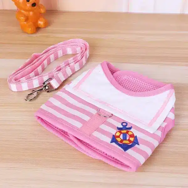 Harnais + laisse marin rose petit chien
