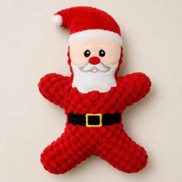 Peluche père noël petit chien