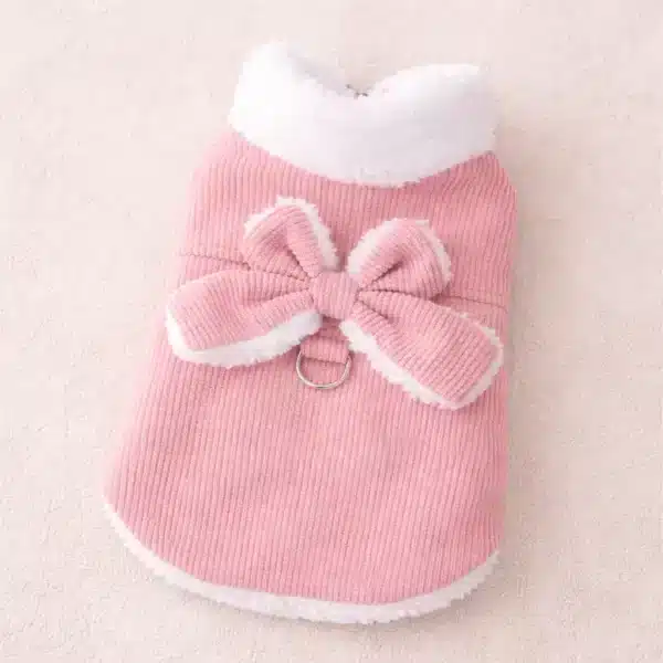 Manteau chaud avec noeud et crochet rose chihuahua