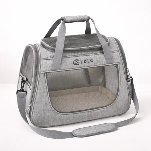 Sac de transport gris respirant petit chien