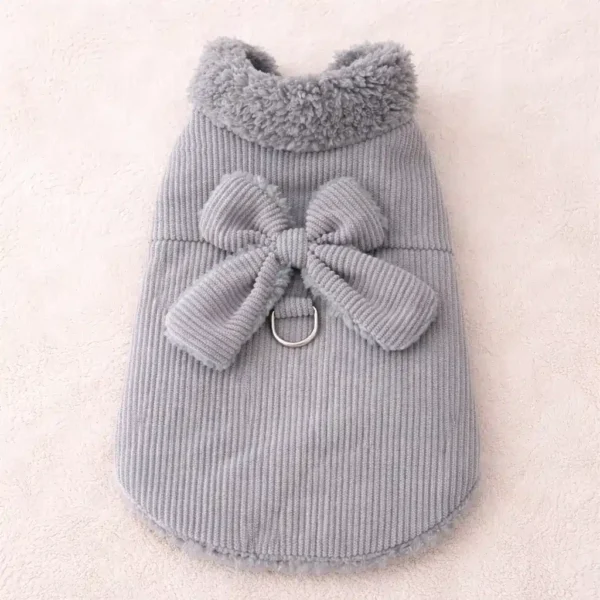 Manteau chaud avec noeud et crochet gris chihuahua
