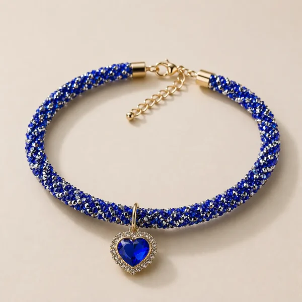 Collier en cuivre et zirconium chihuahua Bleu