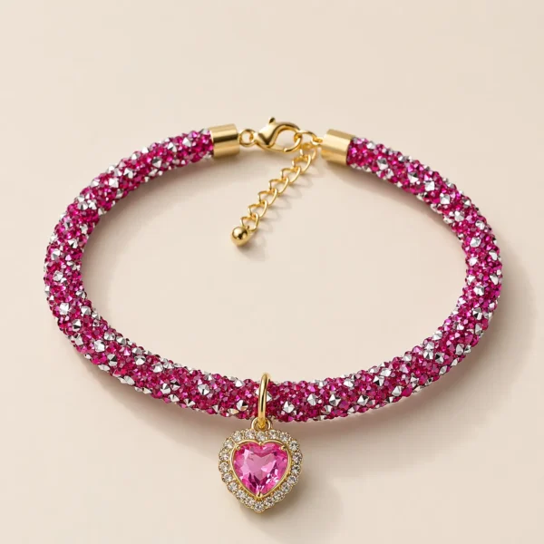 Collier en cuivre et zirconium  chihuahua fushia