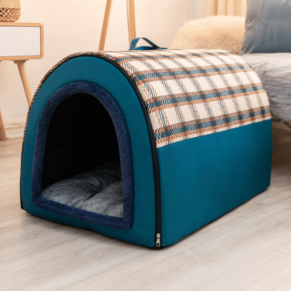 Niche bleu canard confortable chien