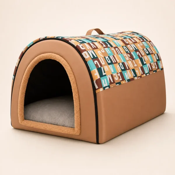 Niche marron motif alphabet chien