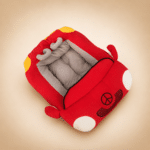 Niche voiture mercedes rouge chien