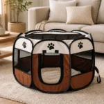 Parc pliable marron pour petit chien