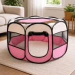 Parc pliable rose pour petit chien