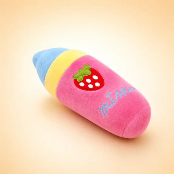 Peluche biberon fraise pour chien
