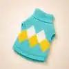 Pull losange turquoise petit chien