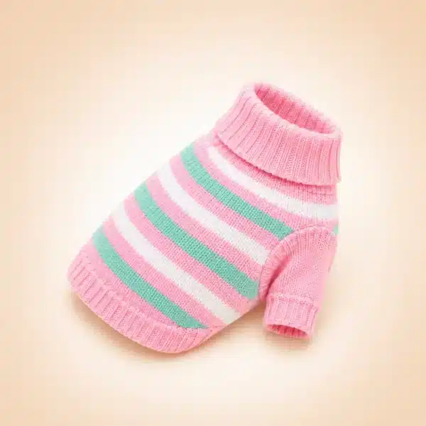 Pull rayure rose et turquoise spitz