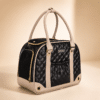 Sac matelassé noir et crème petit chien