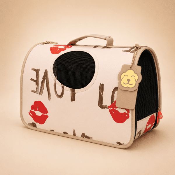 Sac de transport love crème chien