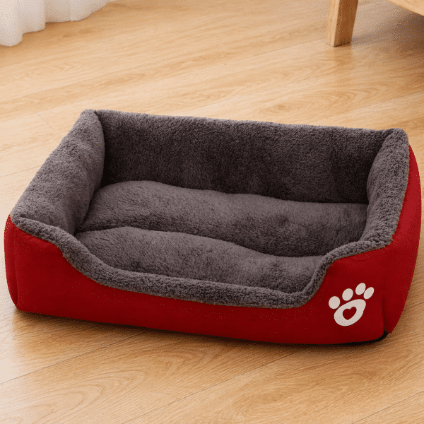 Panier relaxant pour petit chien rouge et gris