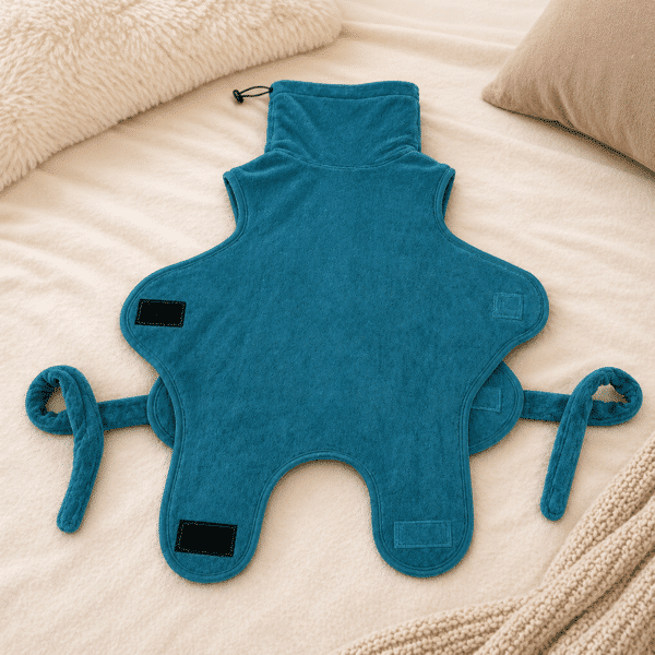 Peignoir pour chien à scratch bleu