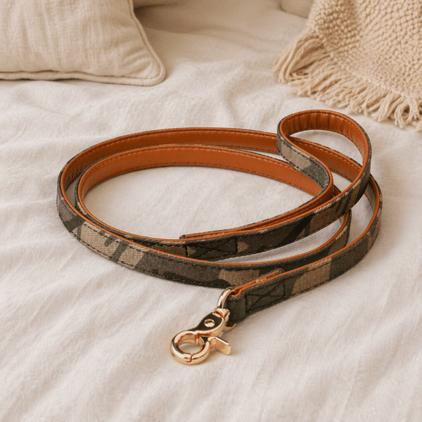 Laisse en cuir militaire petit chien