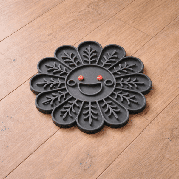 Tapis de léchage fleur gris pour petit chien