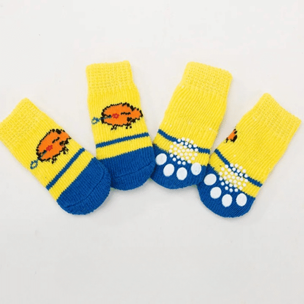 Chaussette pour chien bleu et jaune
