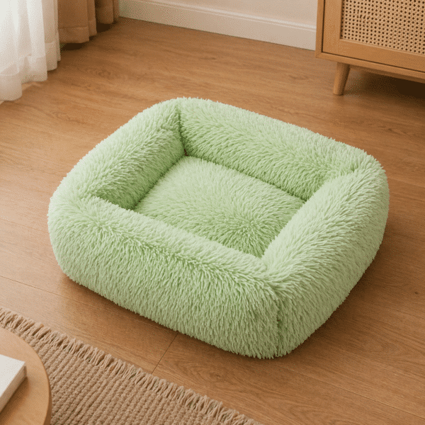 Lit moelleux pour petit chien vert