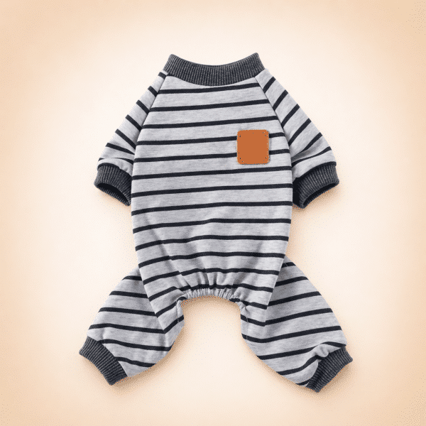 Pyjama spitz rayé bleu marine et gris