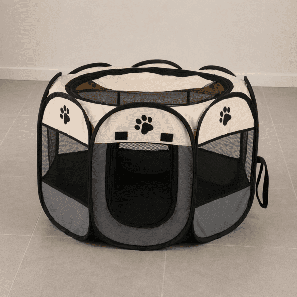 Parc pliable beige pour petit chien