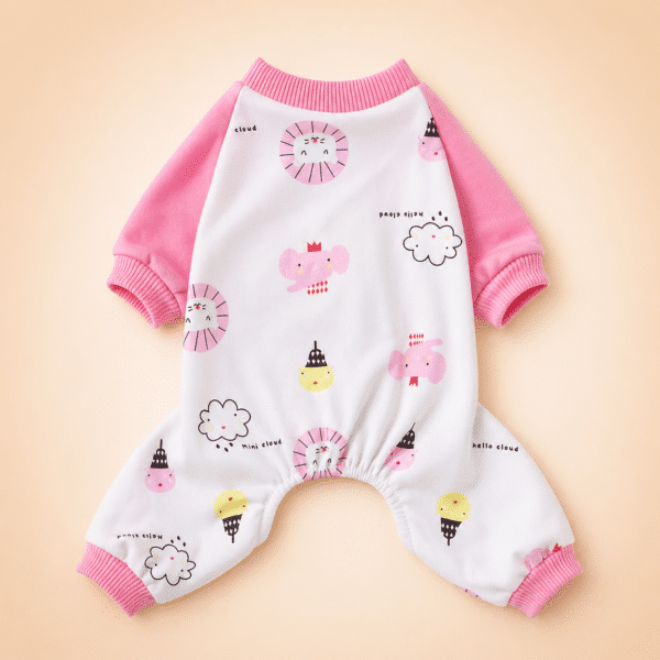 Pyjama chihuahua éléphant rose et blanc